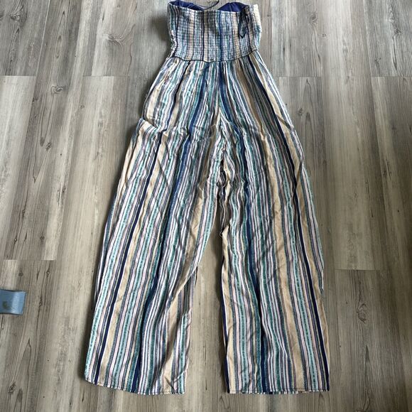Band Of Gypsies Wide Leg Sweetheart Strapless Jumpsuit With Pockets Size Small - Picture 11 of 13